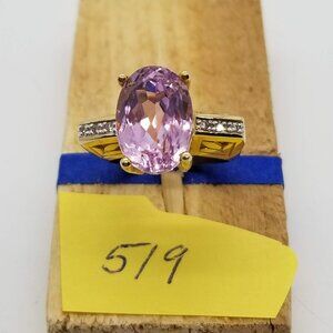 14K gold Kunzite and Diamond Dinner Ring